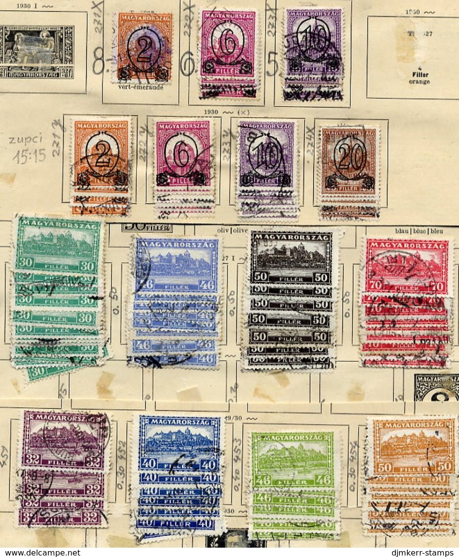 HUNGARY 1927-29 Definitive Accumulation. Used.  Michel 421-29, 441-54, 471-74 - Oblitérés