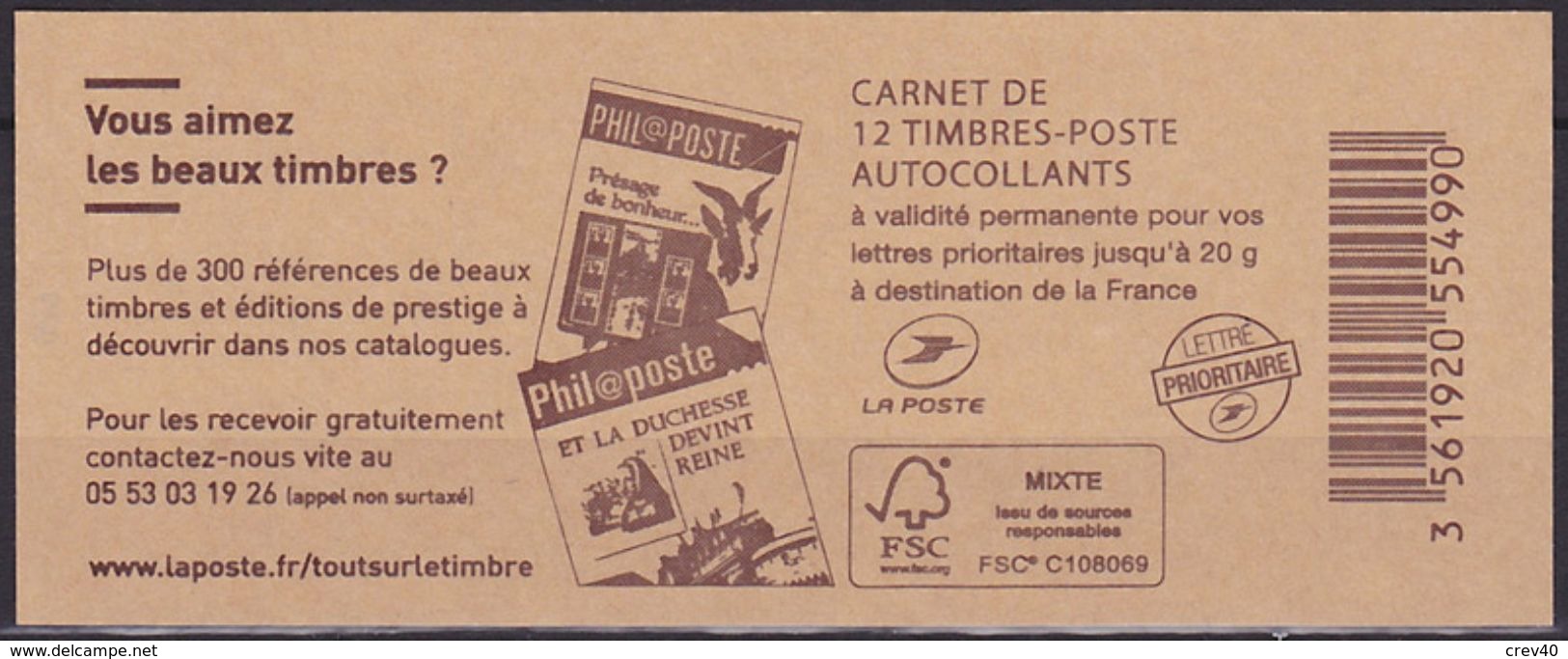 Carnet Neuf ** N° 851-C17(Yvert) France 2015 - Marianne De Ciappa-Kawena, Vous Aimez Les Beaux Timbres ? - Modernes : 1959-...