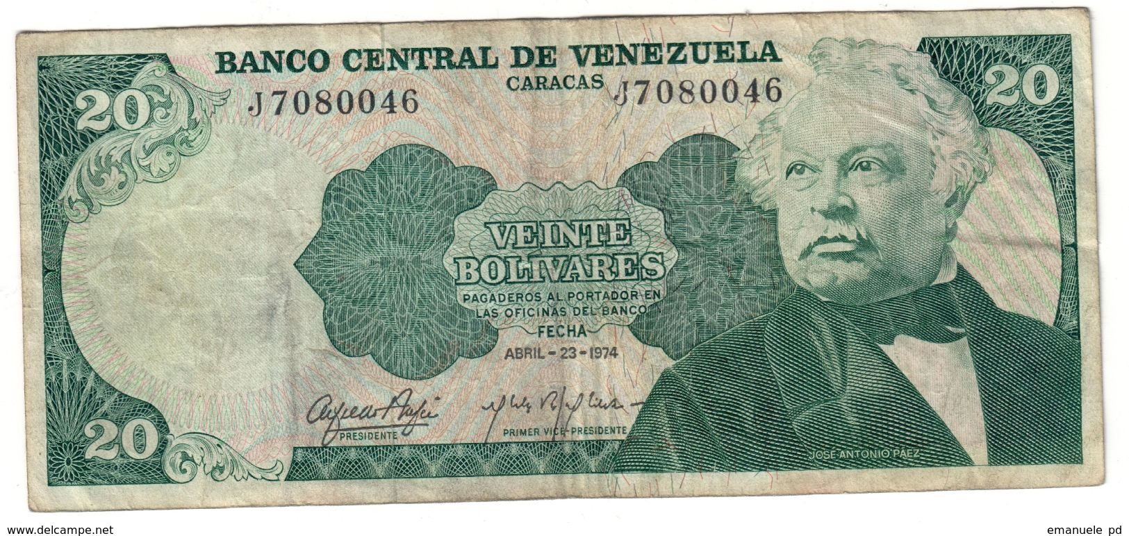 Venezuela 20 Bolivares 23/04/1974 - Venezuela