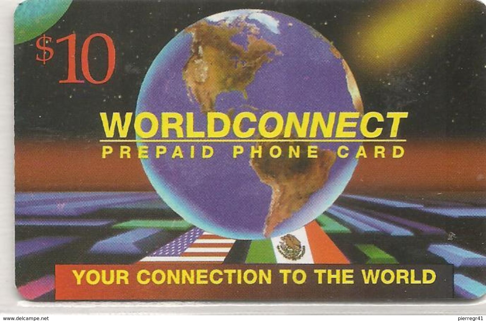CARTE-PREPAYEE-USA-10$-WORLD CONNECT-Plastic Epais-GRATTE- TBE-RARE - Autres & Non Classés