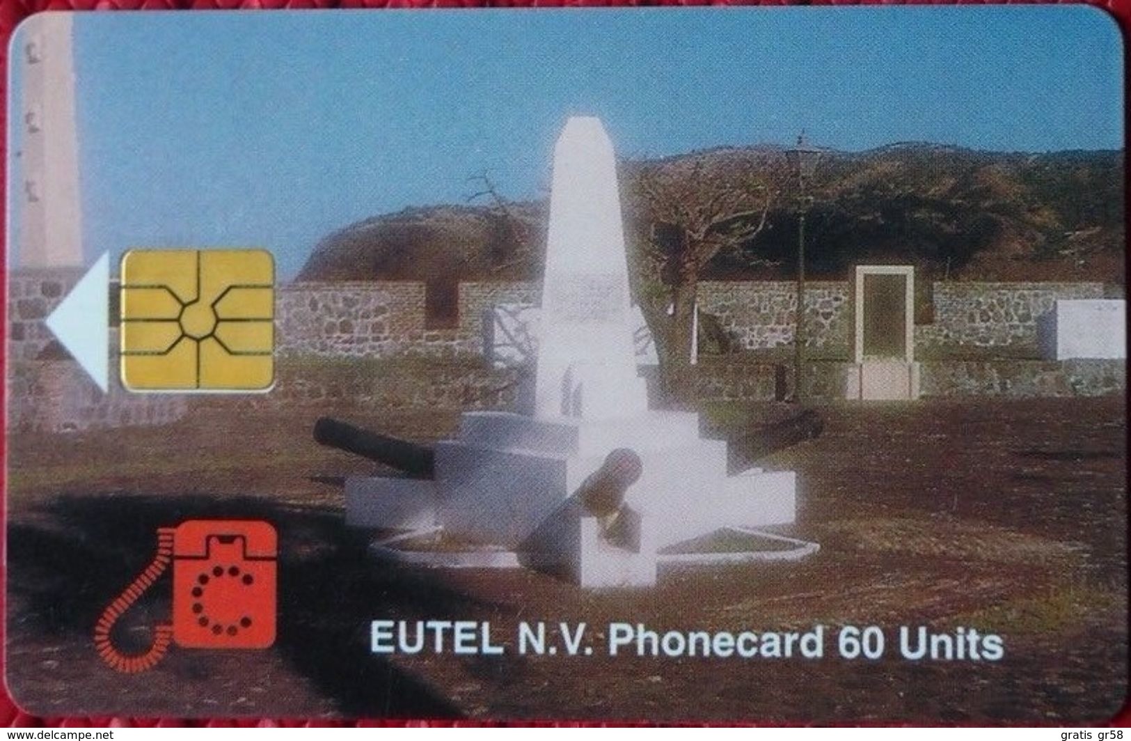 Antilles (Neth) - St. Eustatius - Eutel, EUS-E-06, Orange Fort, 2000ex, 1996, Used - Antillen (Nederlands)