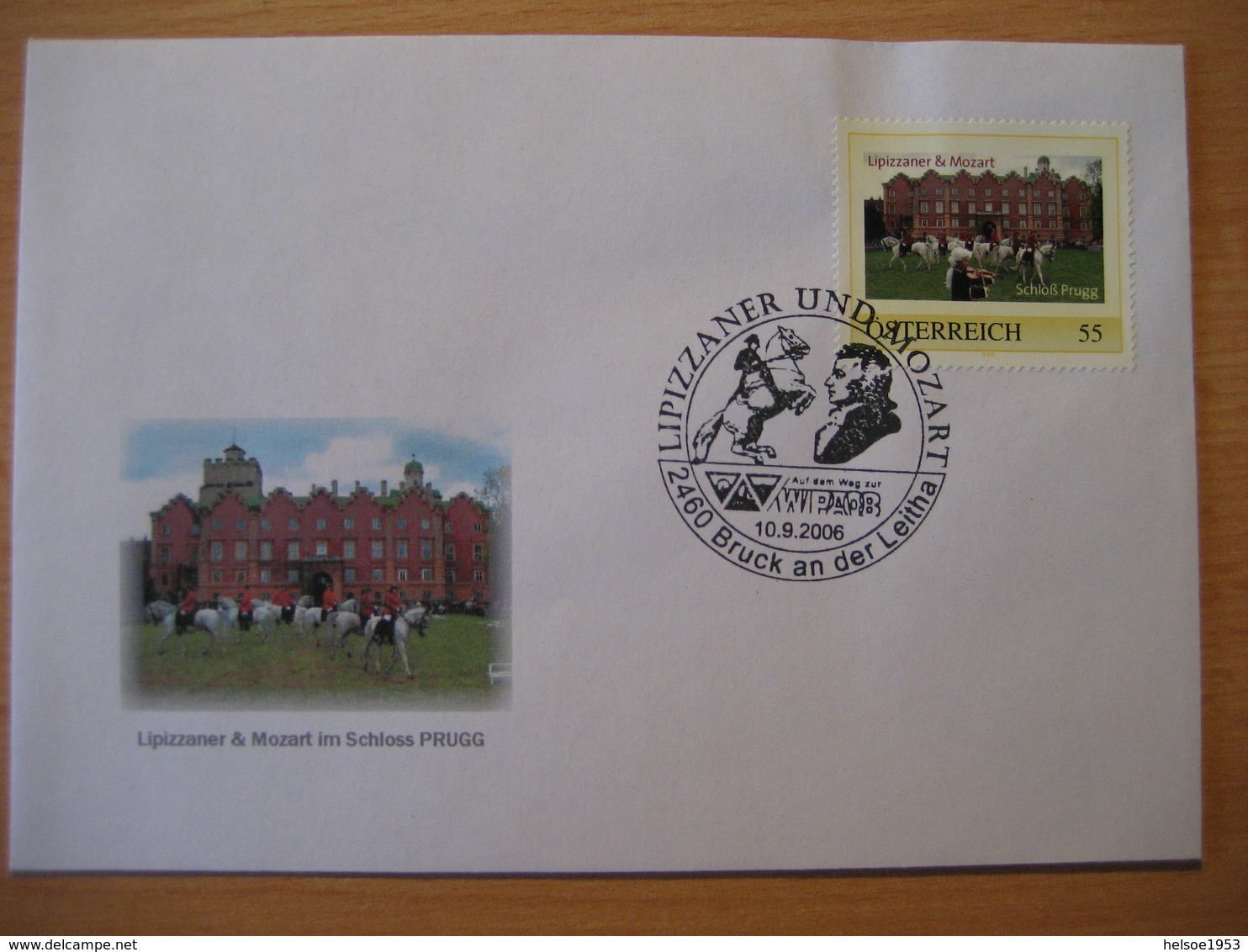 Pers.BM 8012419 Beleg Schloss Prugg, Lipizzaner & Mozart Mit Sonderstempel WIPA08 - Personalisierte Briefmarken