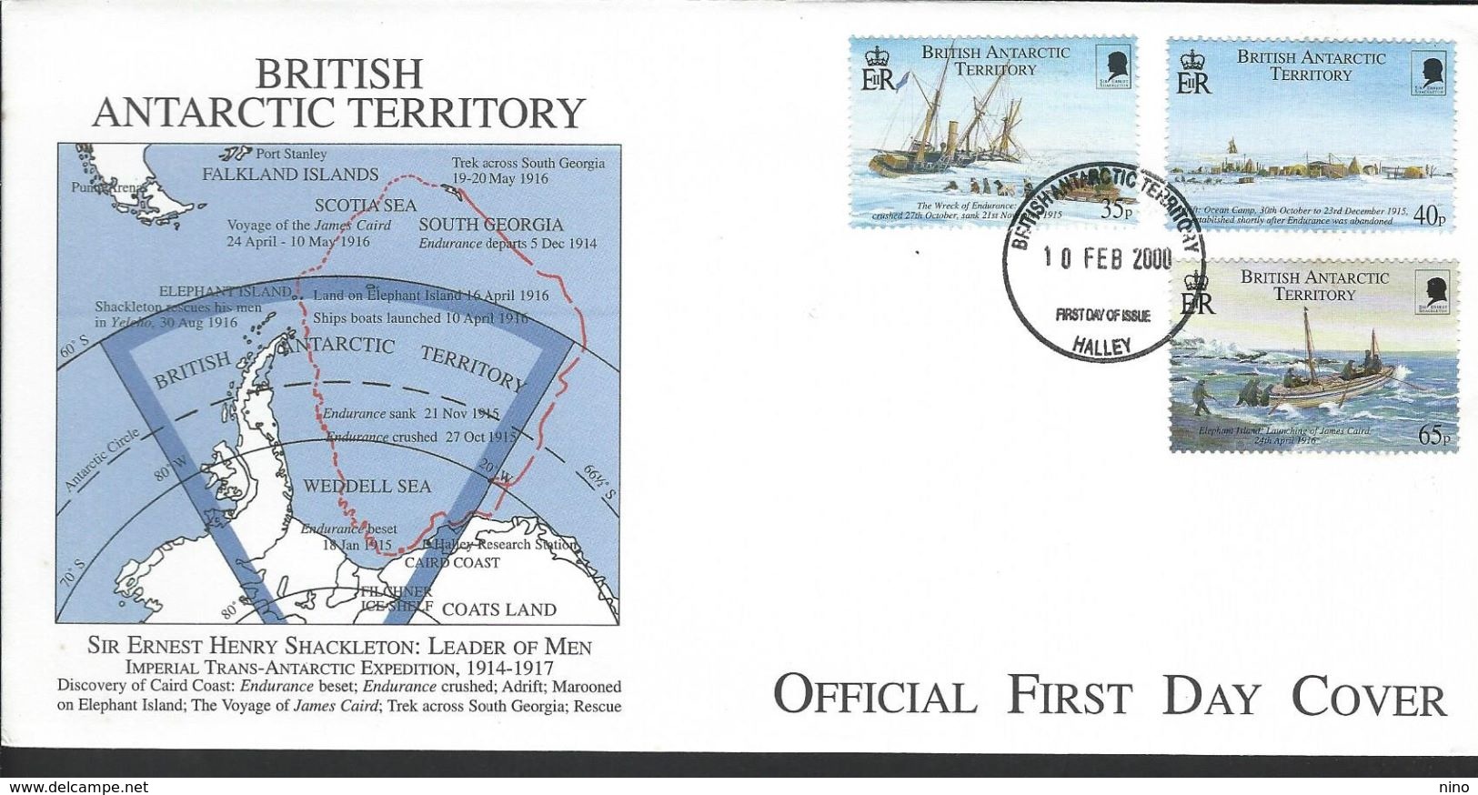 BAT.Scott # 285-87 FDC. Imperial Trans AntarcticExpedition 2000 - FDC