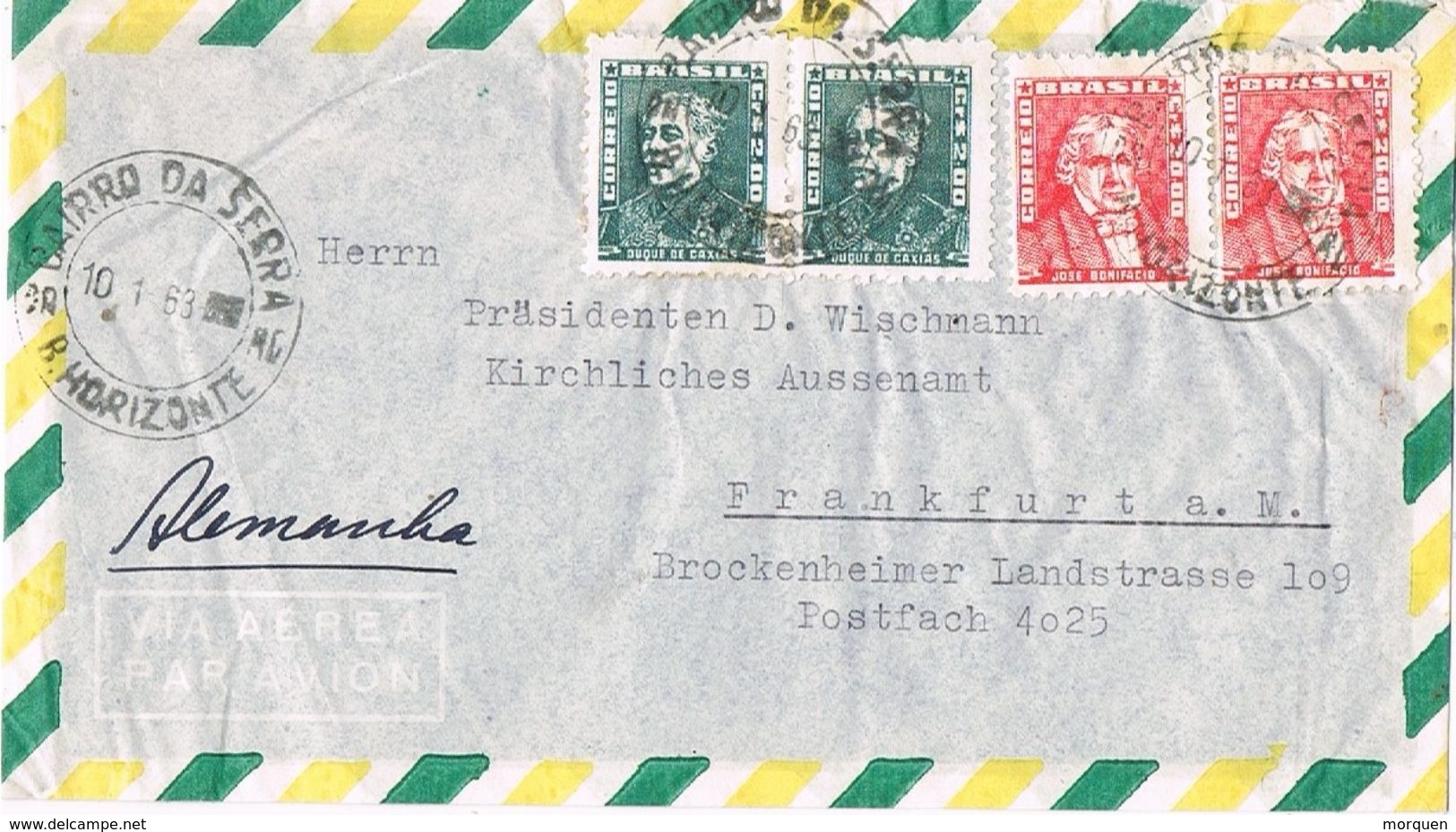 27237. Carta Aerea  BAIRRO Da SERRA (Belo Horizonte) Barsil 1963 A Germany - Cartas & Documentos