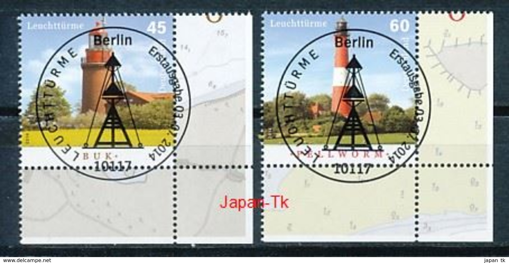 GERMANY Mi.Nr.  3089-3090 Leuchttürme -  ESST -BERLIN -Eckrand Unten Rechts - Used - Gebraucht