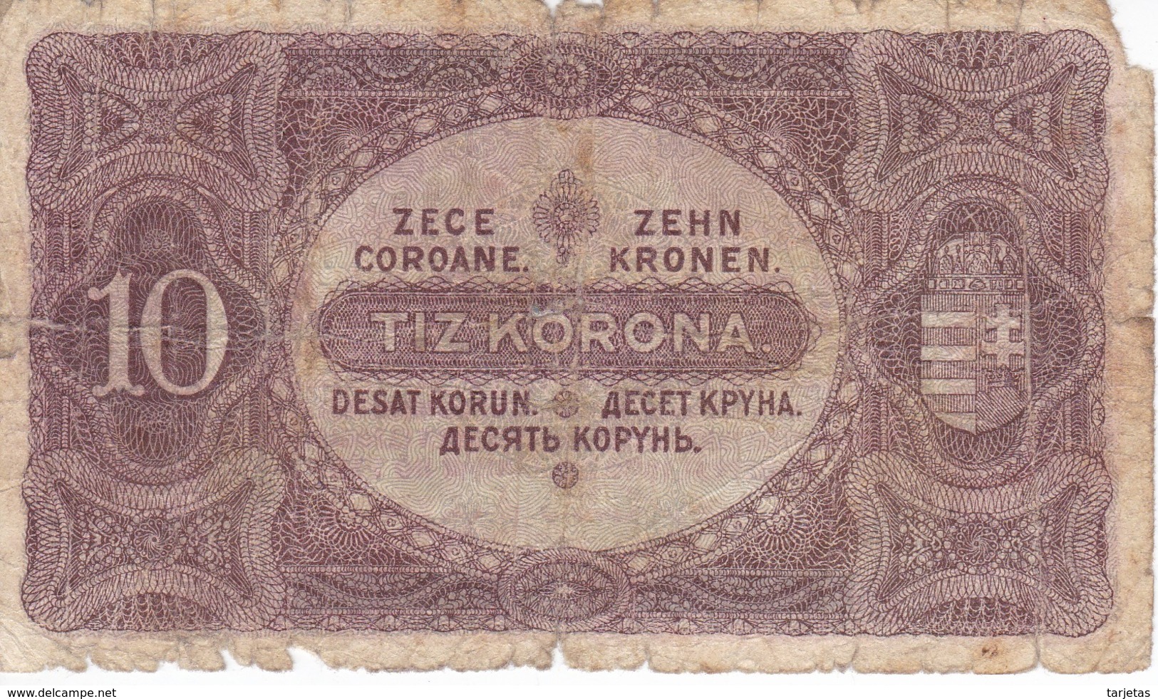 BILLETE DE HUNGRIA DE 10 KORONA DEL AÑO 1920 (BANKNOTE) - Hungría