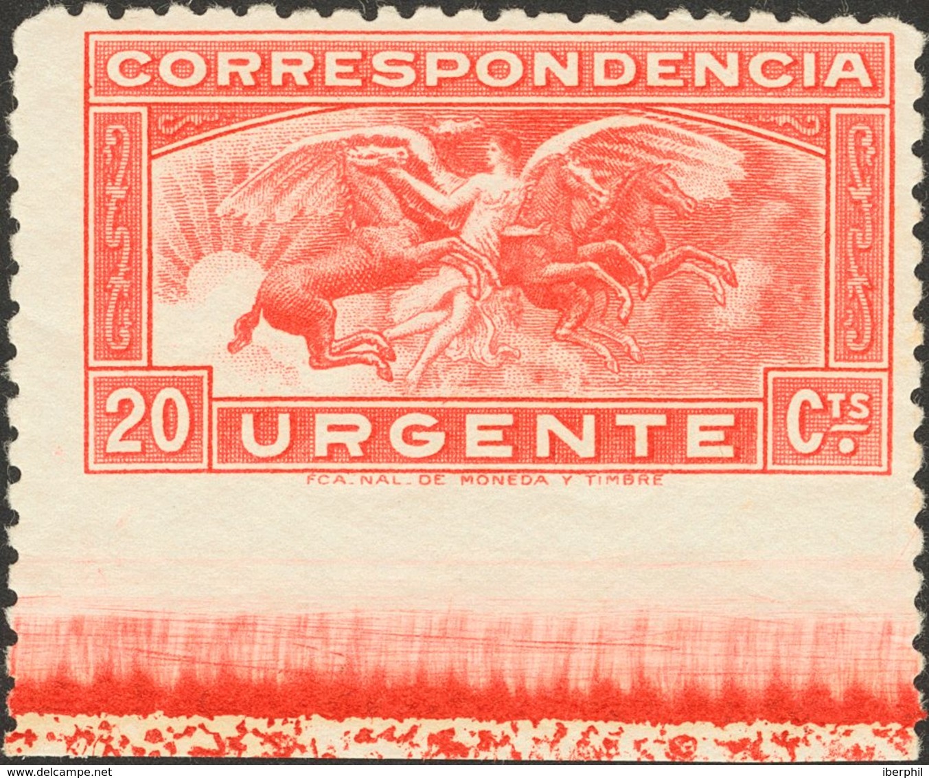 ** 679smz. 20 Cts Rojo. Variedad SIN DENTAR EL MARGEN INFERIOR. MAGNIFICO. (Edifil 2015: +69€) - Other & Unclassified