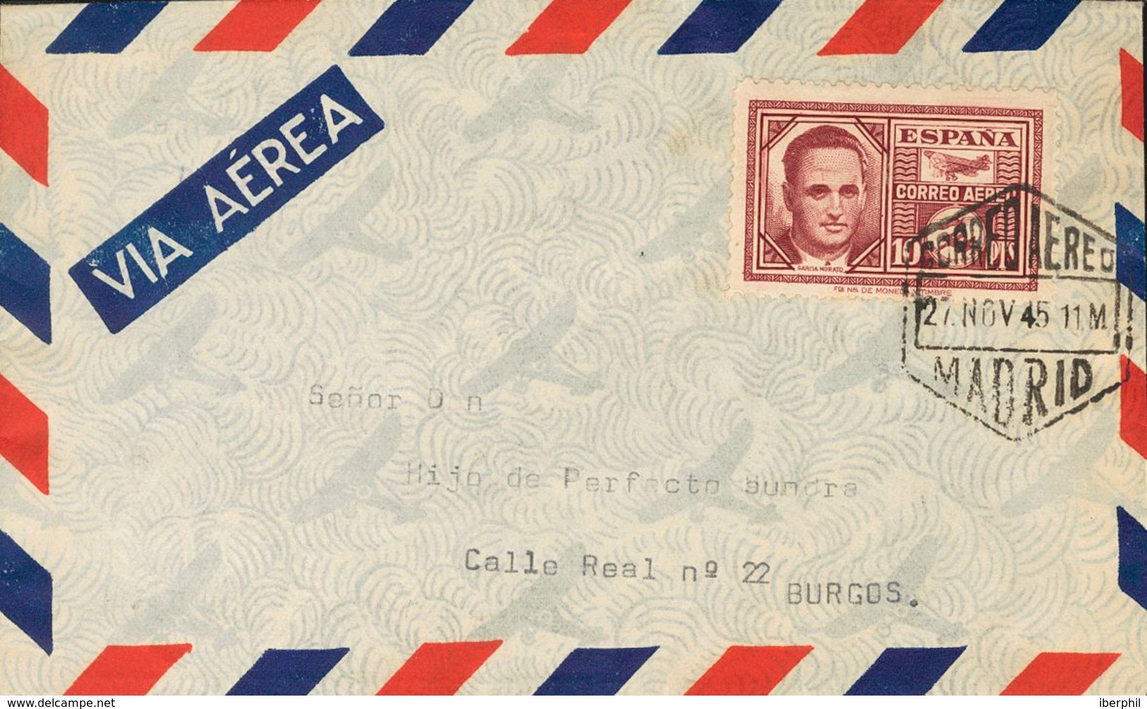 Sobre 991/92. 1945. Serie Completa Sobre Dos Cartas Aéreas De MADRID A SEVILLA Y BURGOS, Respectivamente, Al Dorso Llega - Other & Unclassified