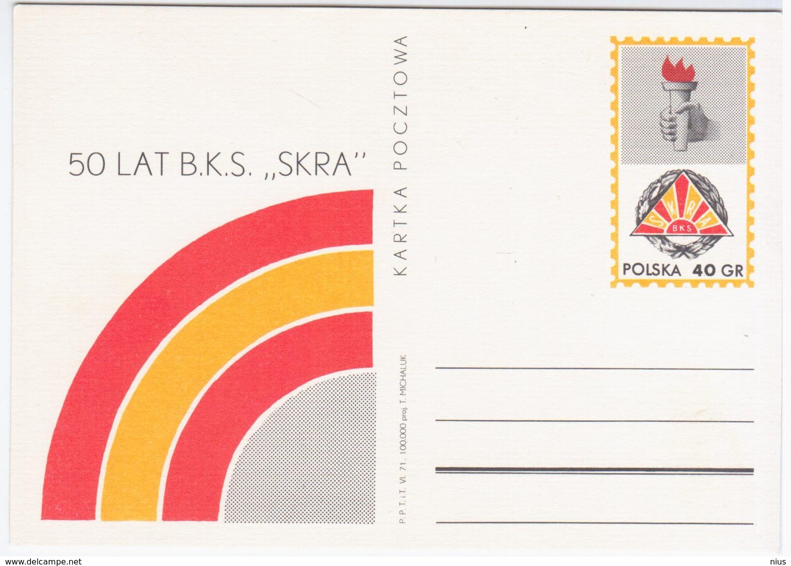 Poland Polska 1971 50th Anniversary Of The Sports Club Building Skra, Sport - Stamped Stationery