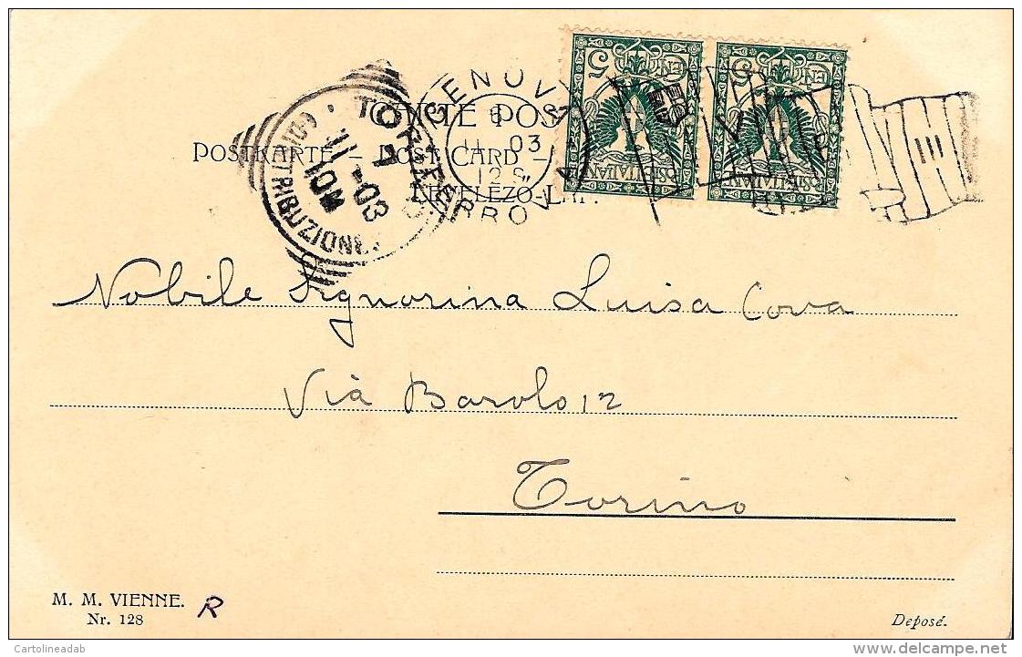 [DC11411] CPA - DONNA SU VASO DI FIORI - RARA - PERFETTA - Viaggiata 1903 - Old Postcard - Altri & Non Classificati