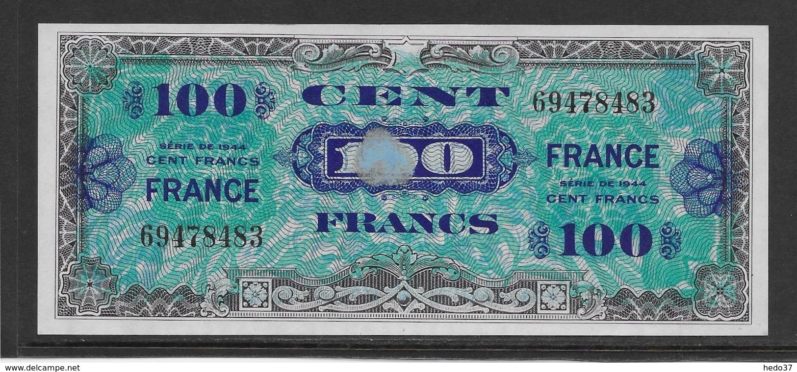 France Trésor 100 Francs France Juin 1944 Sans Série - Fayette N°VF 25-1 - Adhérence De Papier Sinon NEUF - 1945 Verso France