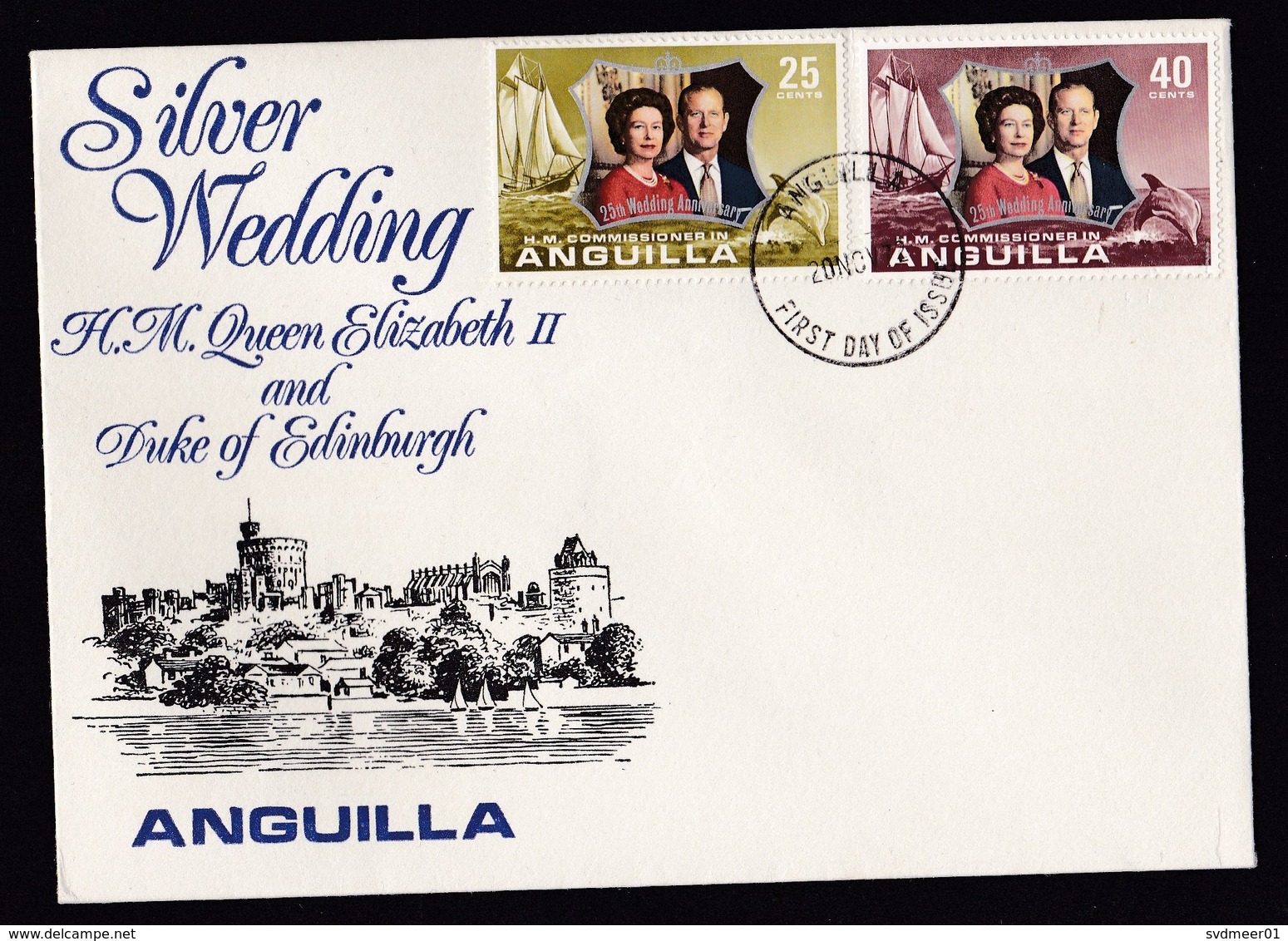 Anguilla: FDC First Day Cover, 1972, 2 Stamps, Royal Wedding Anniversary, Silver Wedding, Royalty (traces Of Use) - Anguilla (1968-...)