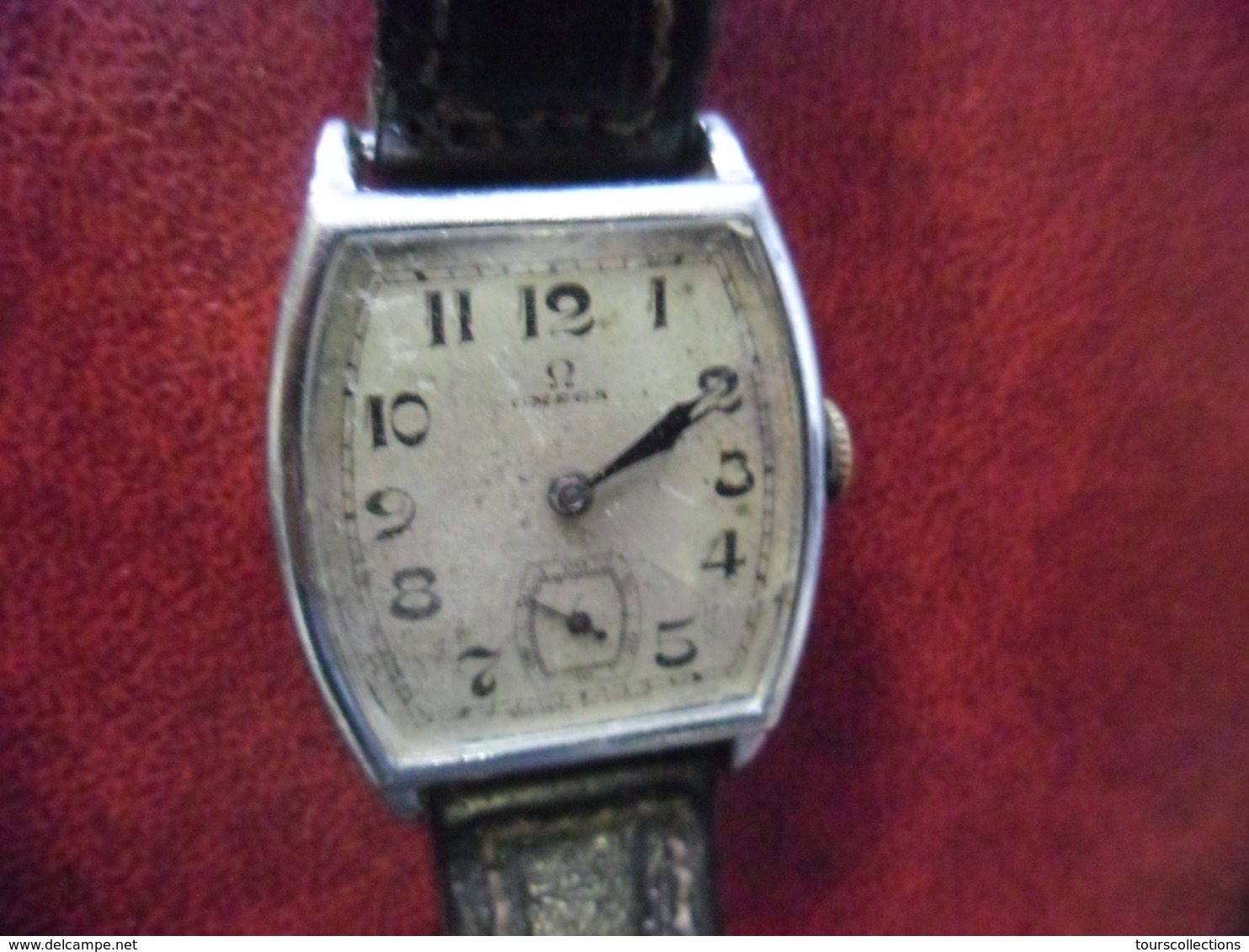 MONTRE ANCIENNE OMEGA De Forme Tonneau - VINTAGE MECANIQUE ! Fonctionne Bracelet Cuir D'origine Voir Descriptif - Watches: Old