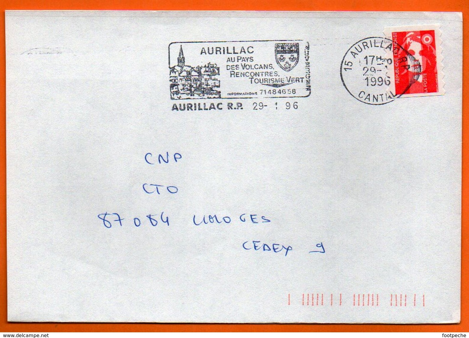 15 AURILLAC  AU PAYS DES VOLCANS  1996 Lettre Coupée N° GG 217 - Mechanical Postmarks (Advertisement)