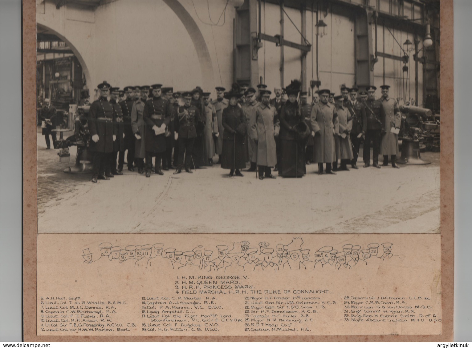 KING GEORGE FIFTH QUEEN MARY PHOTOGRAPH WORLD WAR ONE FACTORY - Historical Documents