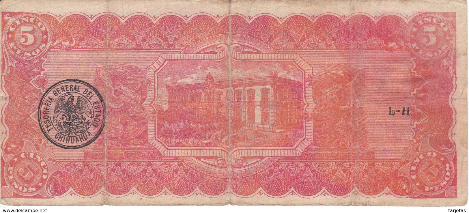 BILLETE DE MEXICO DE 5 PESOS DEL AÑO 1914 ESTADO DE CHIHUAHUA (BANKNOTE) - Mexico