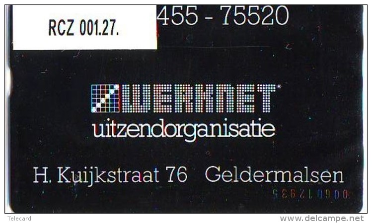 Telefoonkaart  LANDIS&amp;GYR  NEDERLAND * WERKNET RCZ-001.27 * GELDERMALSEN * ONGEBRUIKT * OPLAGE 100 * Cat.w. 600,00 - Privé