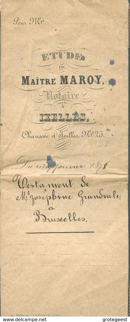 SUCCESSION - Testament De Joséphine Granvale à Bruxelles Par Maître MAROY, Notaire à Ixelles, Fait Le 5 Janvier 1878 - 1 - Documents Historiques
