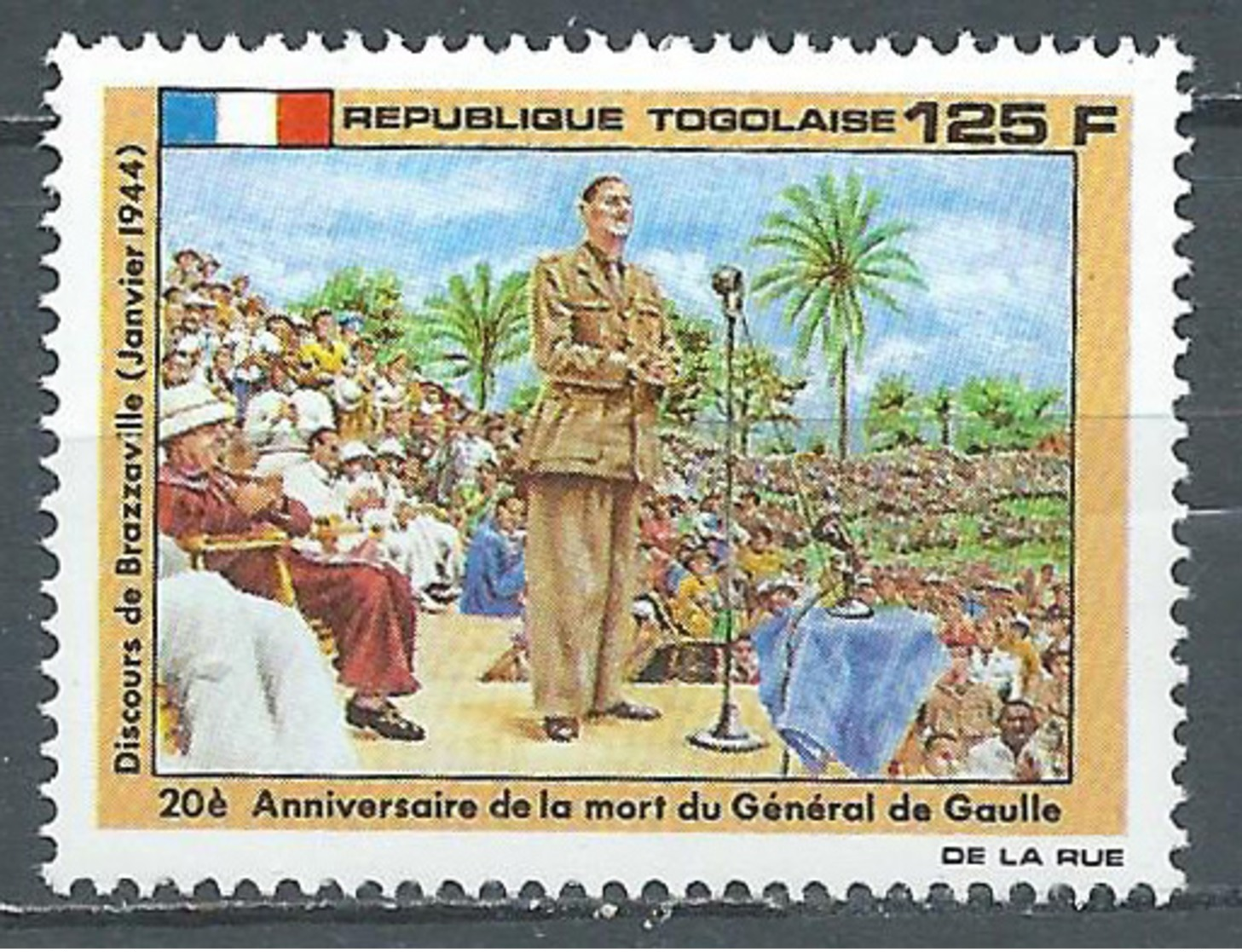 Togo YT N°1308 Général De Gaulle Neuf ** - Togo (1960-...)