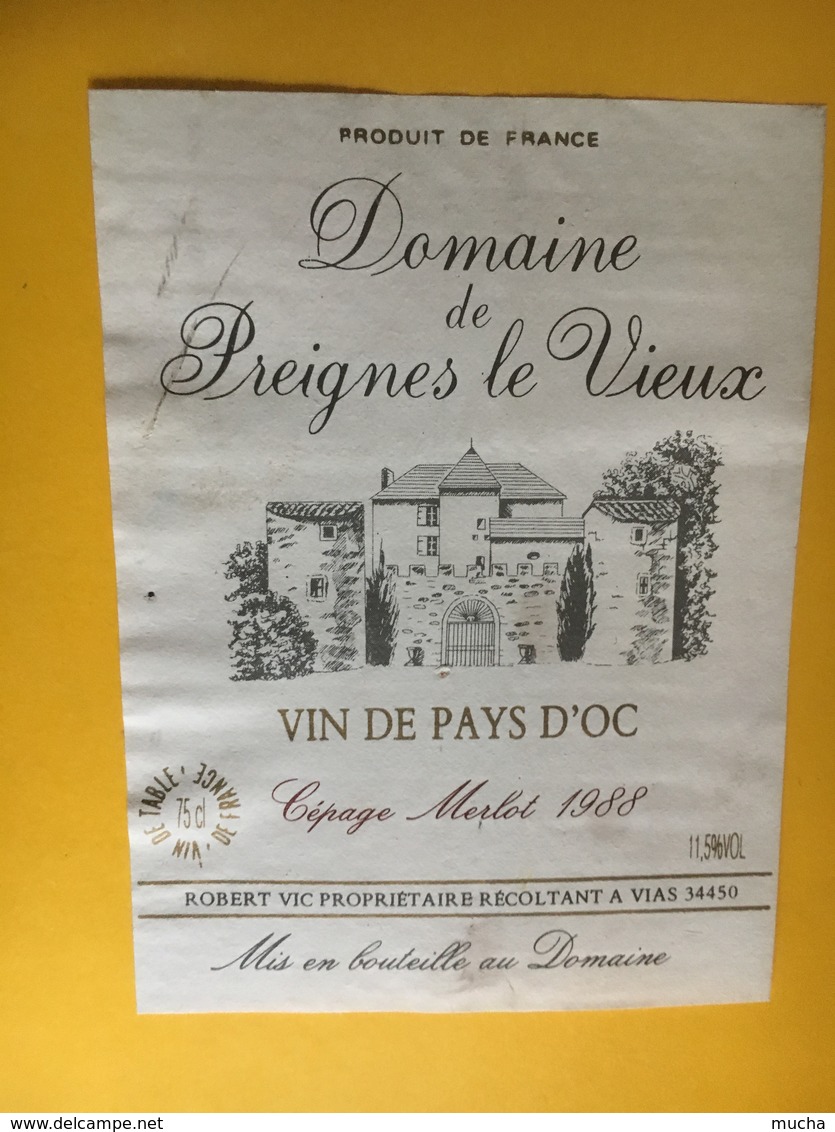 6559 - Domaine De Preignes Le Vieux 1988 Vin De Pays D'Oc - Languedoc-Roussillon