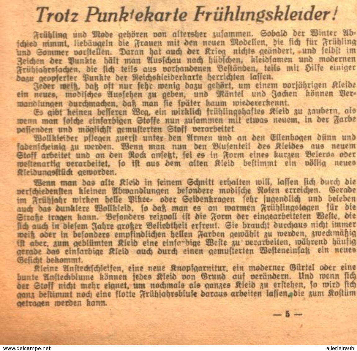 Trotz Punktekarte Fruehlingskleider   / Artikel, Entnommen Aus Zeitschrift / 1940 - Pacchi