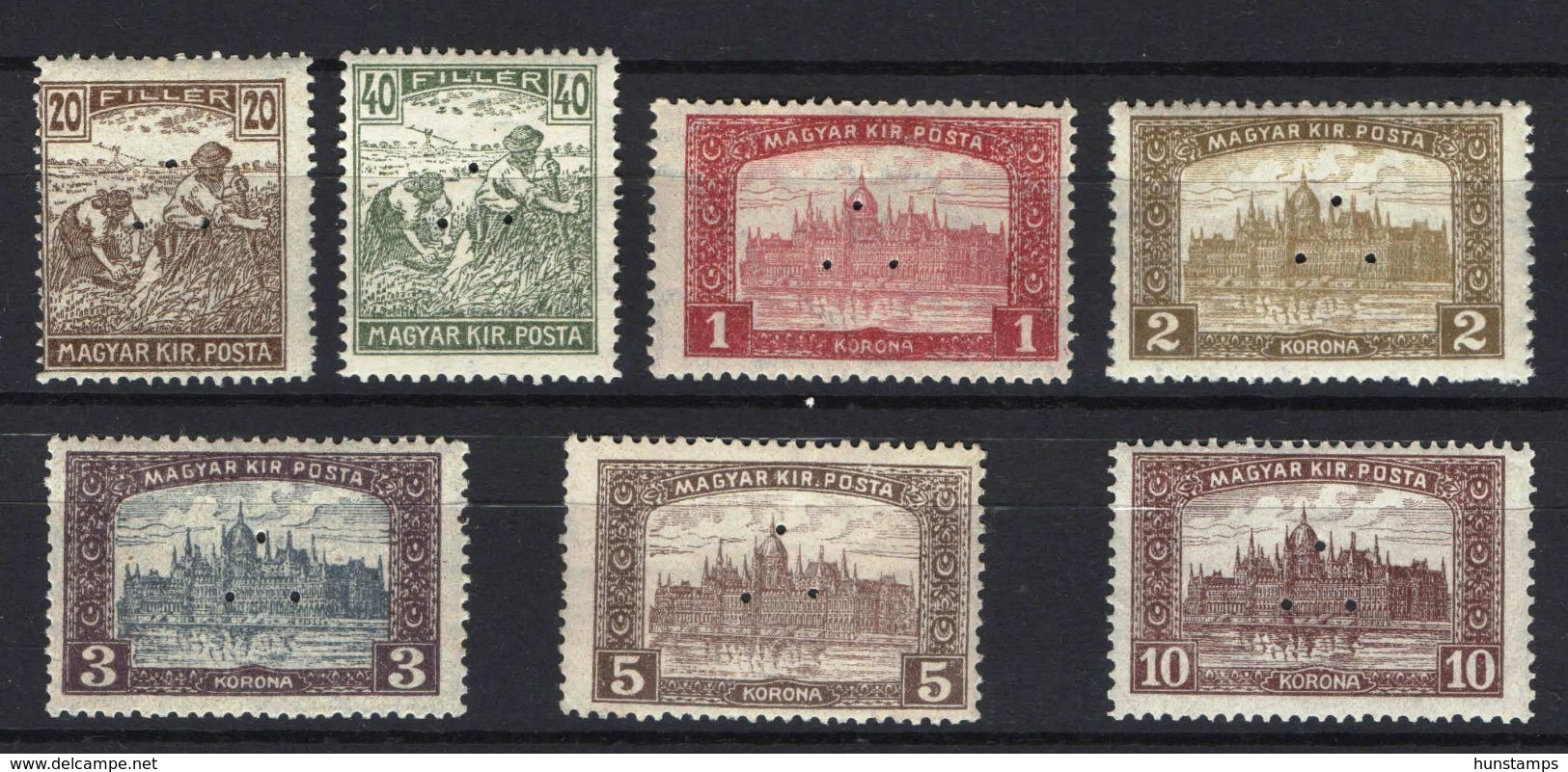 Hungary 1916. Reaper Complete Set With 3 Hole Spec. Perf !!! Nice Set MNH (**) - Ungebraucht