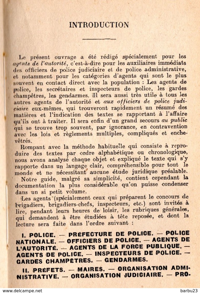 Guide Alphabetique De Poche De L'Agent De L'Autorité 1945 Paul Caullet Commissaire Divisionnaire - Polizei