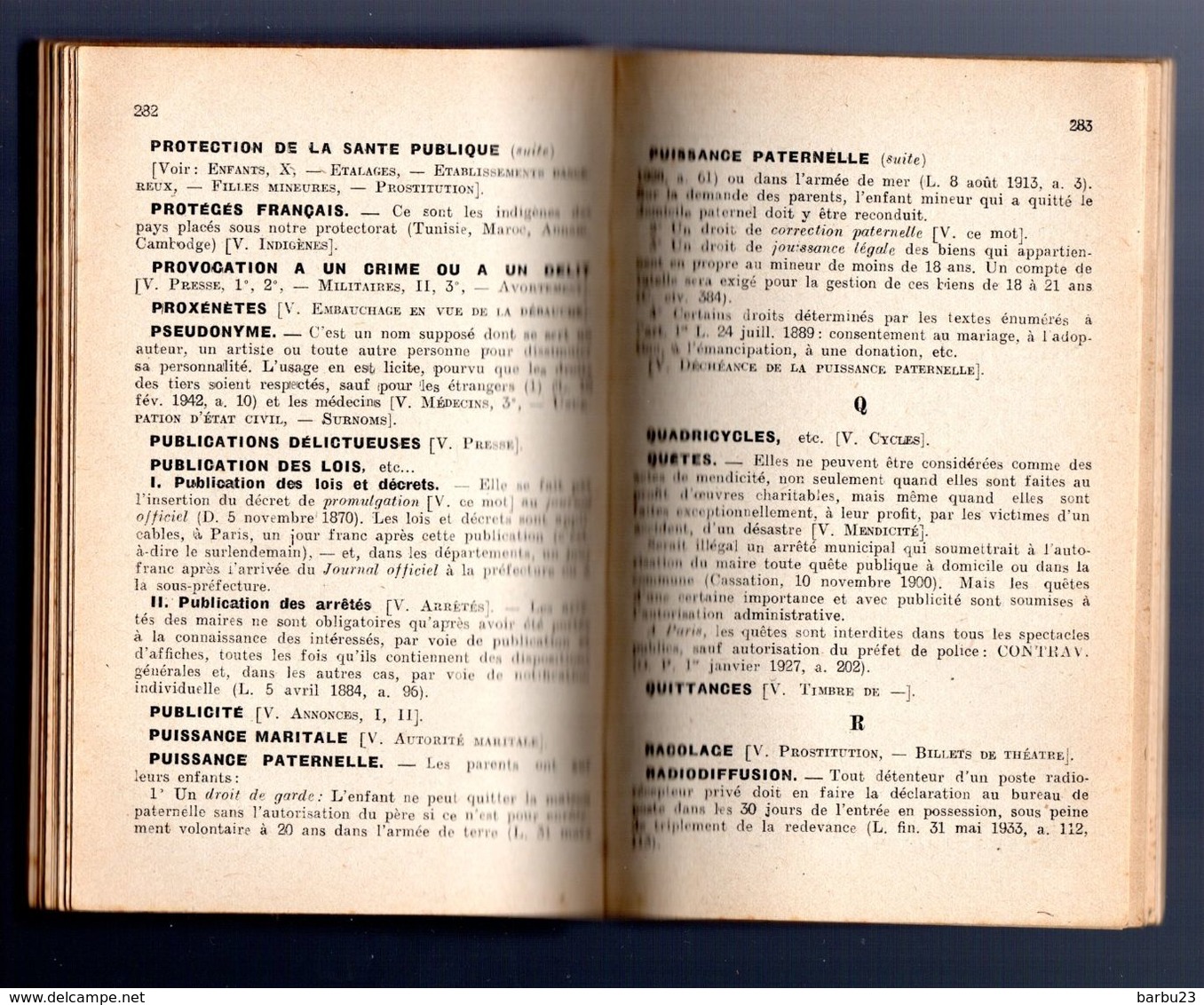 Guide alphabetique de poche de l'Agent de l'Autorité 1945 Paul Caullet Commissaire Divisionnaire