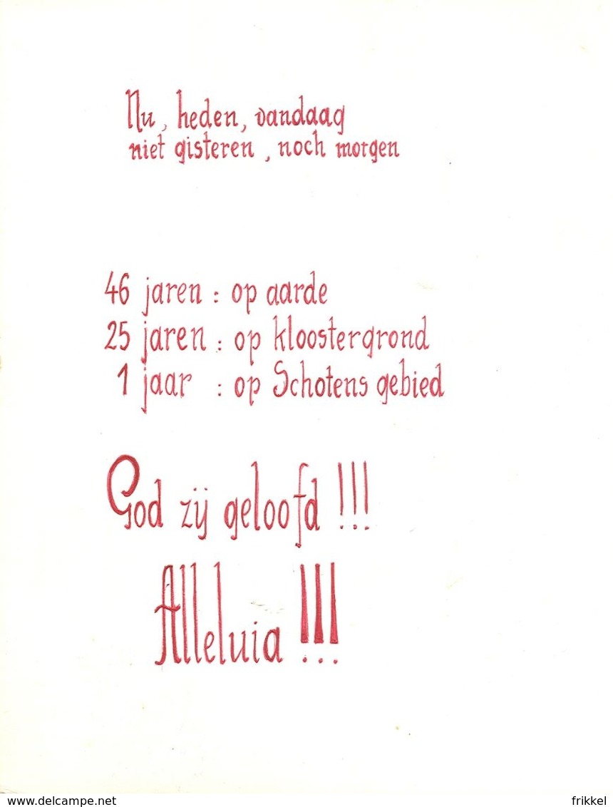 Manuscript 1965 Kasterlee Vorselaar Heverlee Oostmalle Schoten 25 jaar Zuster Non Soeur Jubileum (21 blz van 14x18cm)