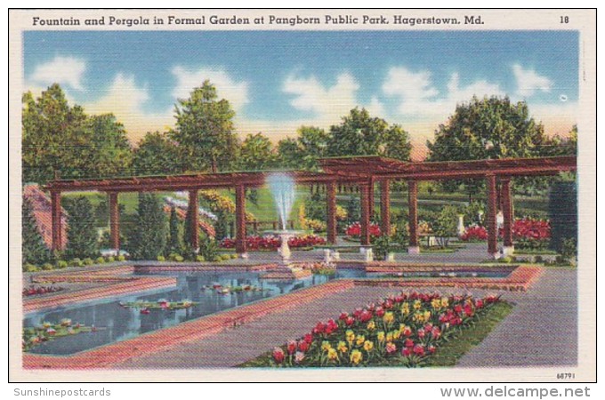 Maryland Hagerstown Fountain &amp; Pergola In Formal Garden At Pangborn Public Park - Hagerstown