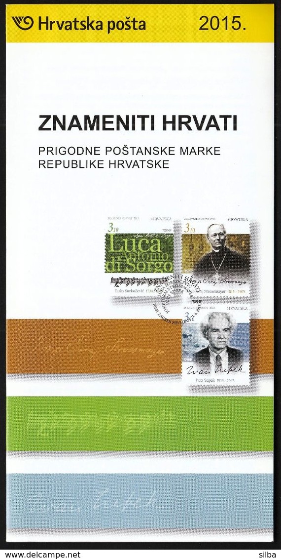 Croatia 2015 / Prospectus, Leaflet, Brochure / Famous Croats / Sorgo - Sorkocevic, Supek, Strossmayer - Croazia