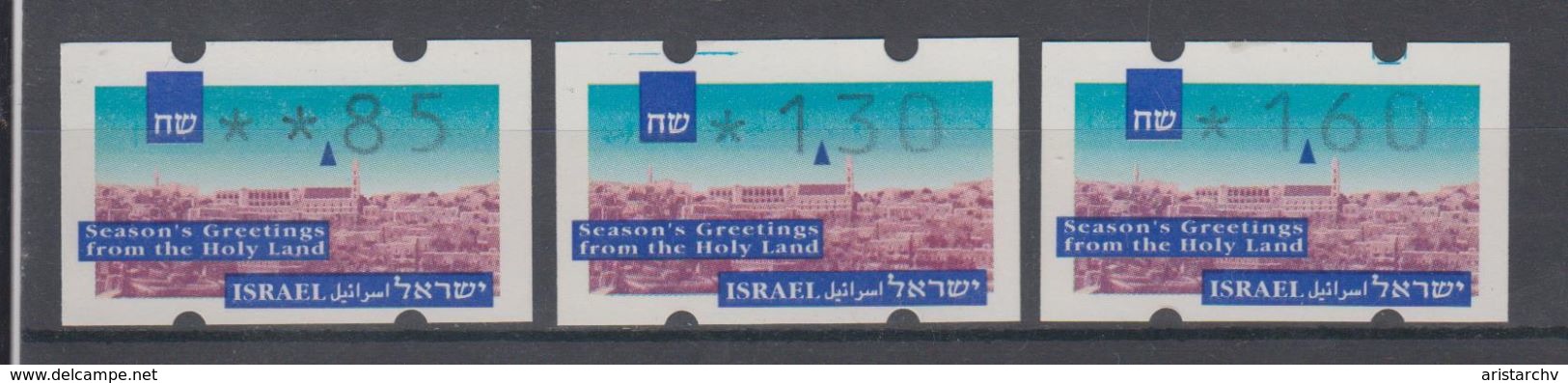 ISRAEL 1993 SIMA ATM CHRISTMAS SEASON'S GREETINGS FROM THE HOLY LAND 0.85 1.30 1.60 SHEKELS - Vignettes D'affranchissement (Frama)