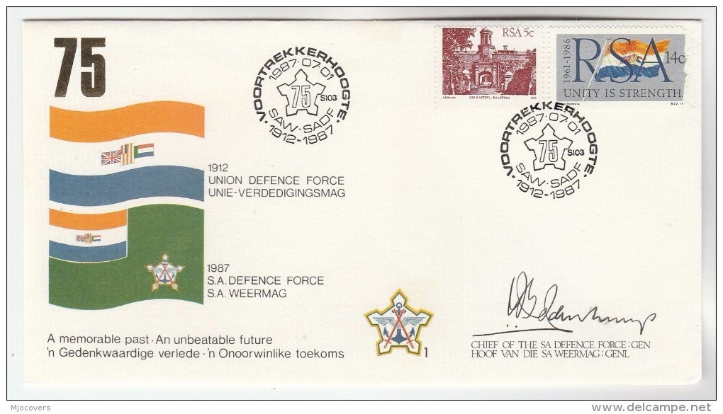 SIGNED - CHIEF Of The SADF SOUTH AFRICAN FORCES  South Africa COVER 1987 Military Stamps - Briefe U. Dokumente