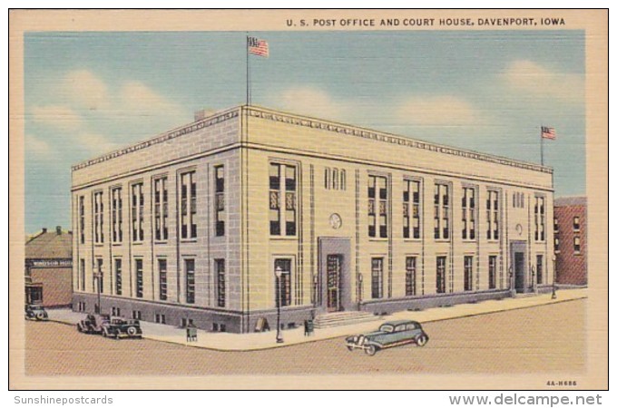 Iowa Davenport Post Office And Court House 1945 Curteich - Davenport