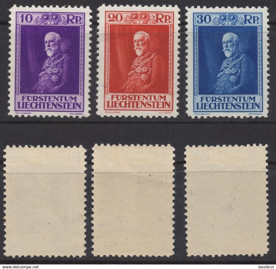 R300.-. LIECHTENSTEIN - 1933 - SC#:111-113. MLH -80TH BIRTHDAY OF PRINCE FRANCIS I. - Nuevos