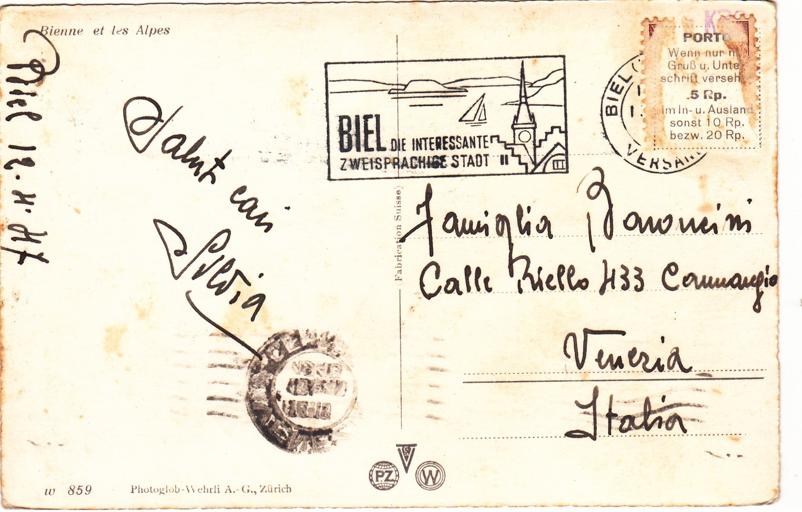 Small Antique Postcard Of Biel, Berne, Switzerland,Y58. - Bern