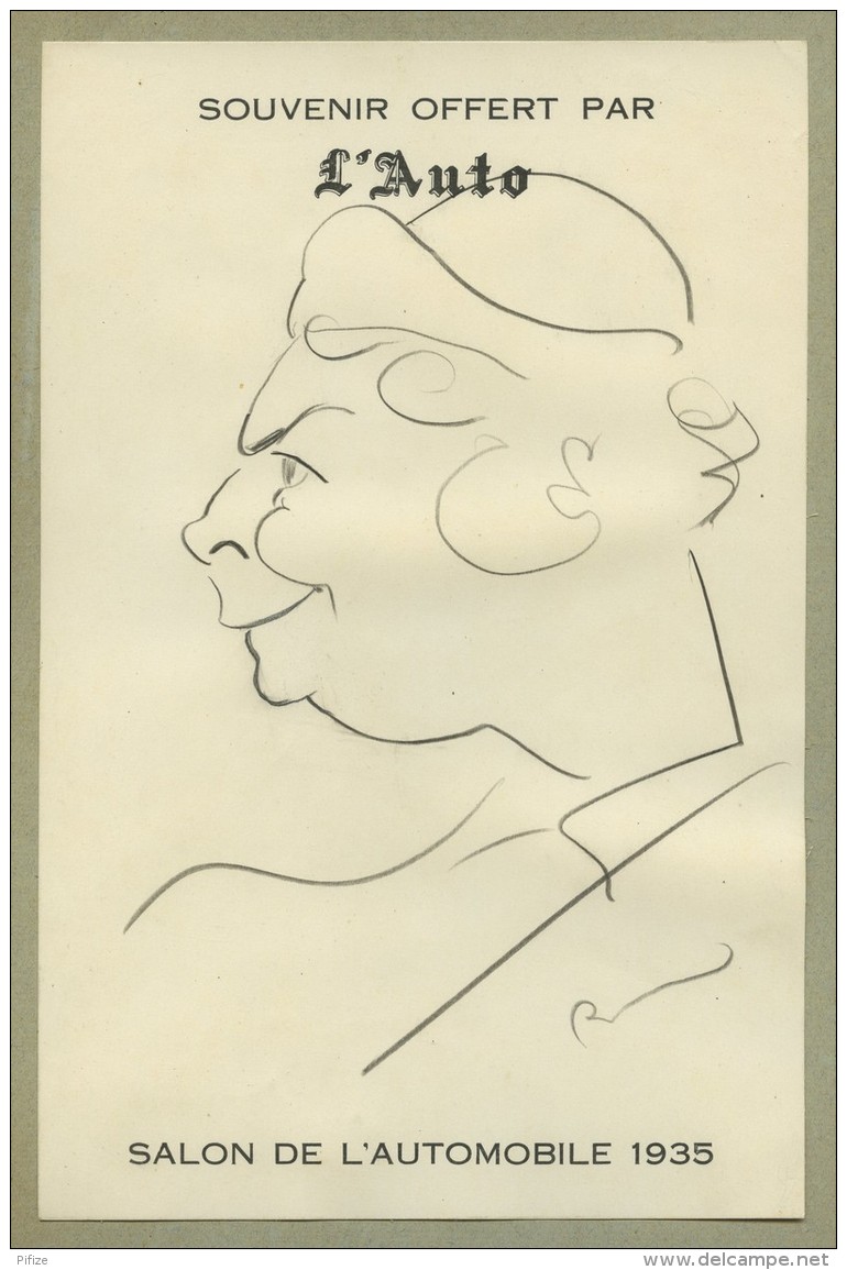 Caricature Offerte Par Le Magazine L'Auto , à L'occasion Du Salon De L'Automobile De 1935. Dessin Original . - Dessins