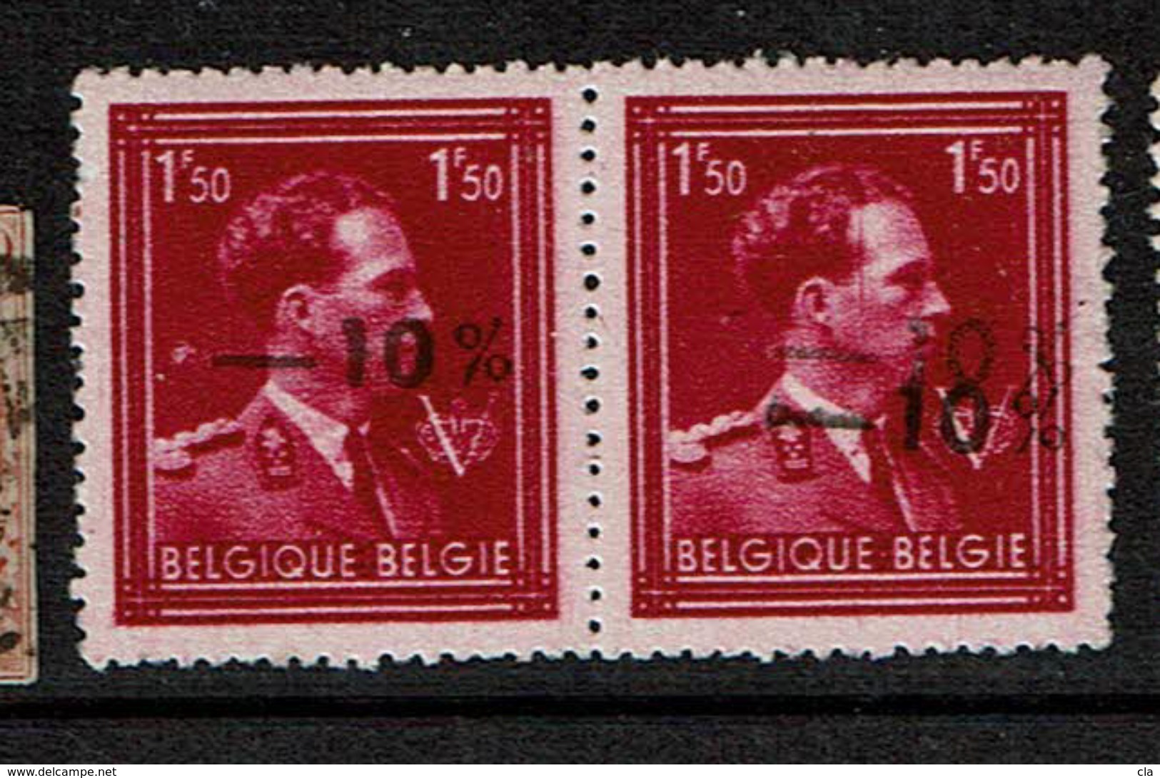 724n Paire  **  Double Surc. + LCV 10 Griffe Vert. (t 2) - 1946 -10%