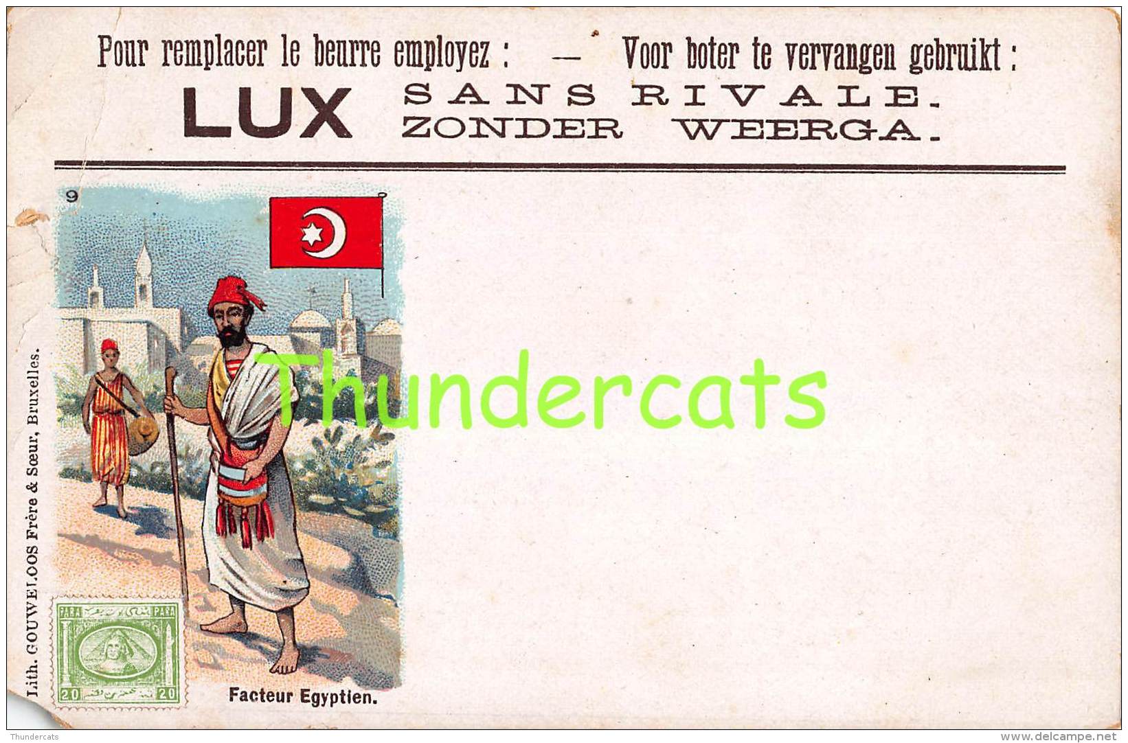 CPA PUB PUBLICITE LUX SANS RIVALE ZONDER WEERGA TIMBRES FACTEUR EGYPTIEN EGYPT ( CONDITION !!! ) - Poste & Facteurs