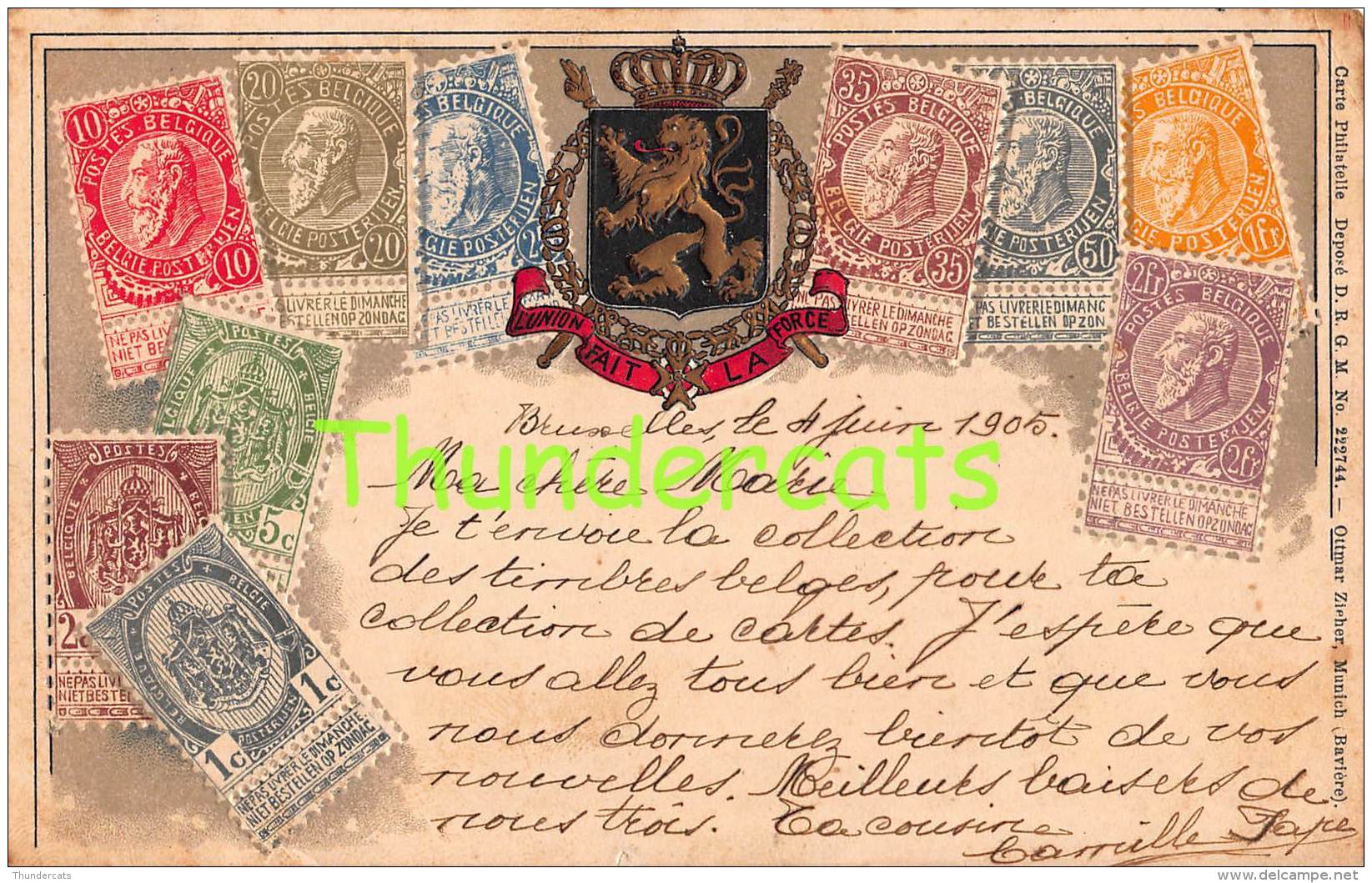 CPA EN RELIEF GAUFREE LE  LANGAGE DES TIMBRES POSTZEGEL TAAL SPRAAK BELGIE BELGIQUE OTTMAR ZIEHER - Timbres (représentations)