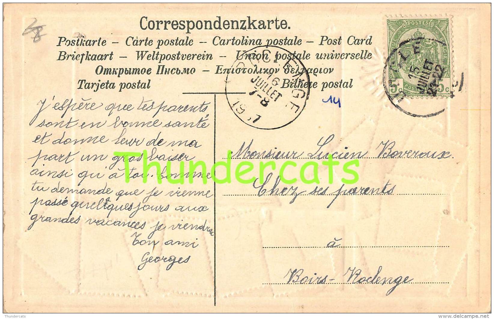 CPA EN RELIEF GAUFREE LE  LANGAGE DES TIMBRES OTTMAR ZIEHER HELLER AUSTRIA AUTRICHE - Timbres (représentations)