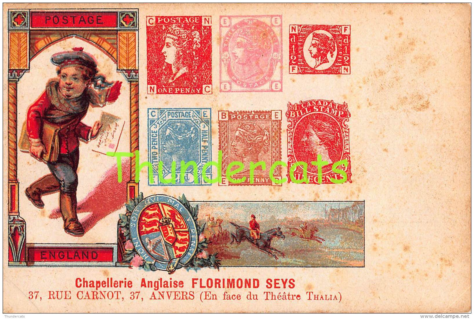 CPA  LE  LANGAGE DES TIMBRES STAMPS FRANCE PUB PUBLICITE CHAPELLERIE ANGLAISE FLORIMOND SEYS ANVERS - Timbres (représentations)