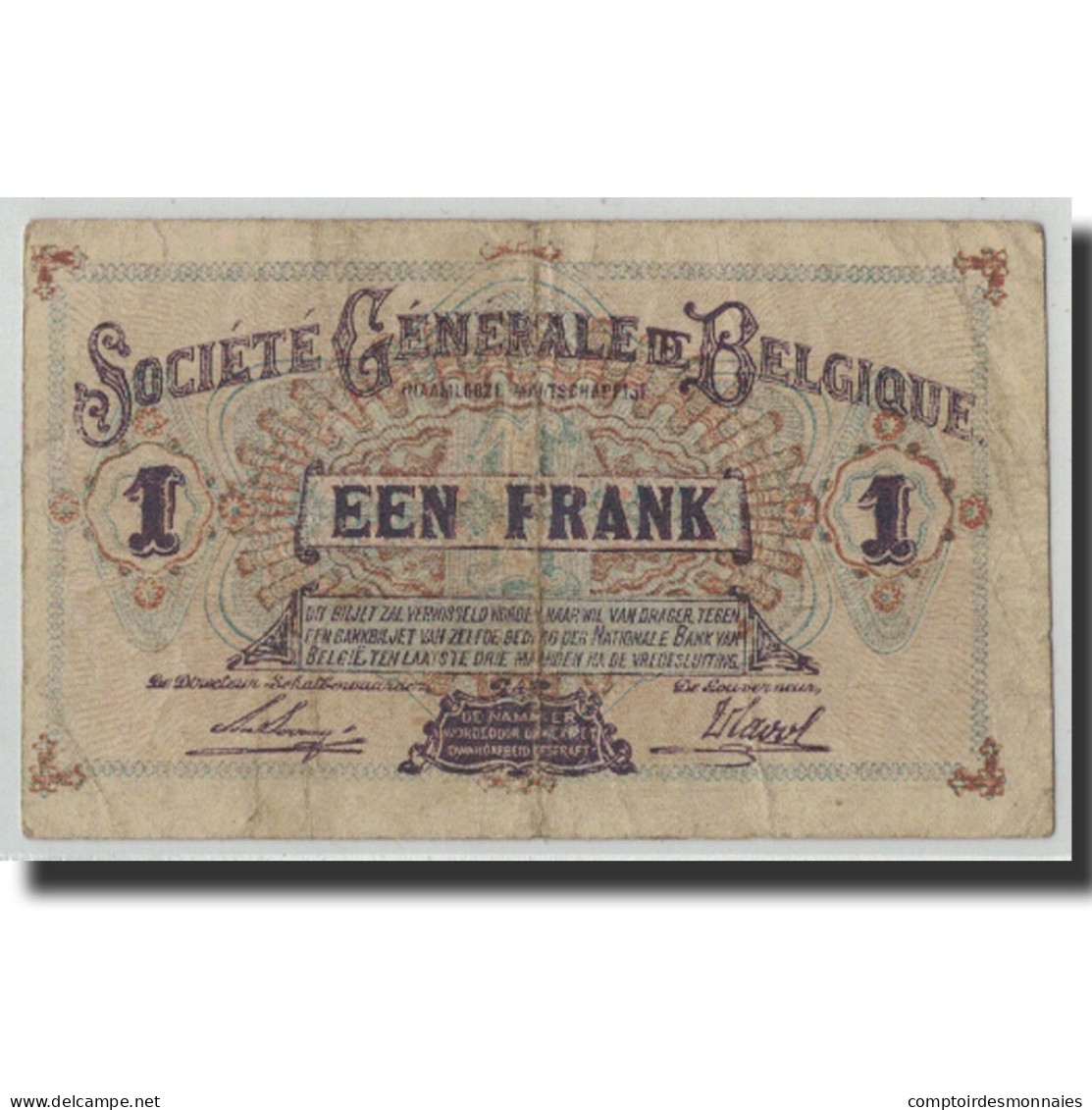 Billet, Belgique, 1 Franc, 1918, 1918-10-21, KM:86b, B+ - 1-2 Franchi