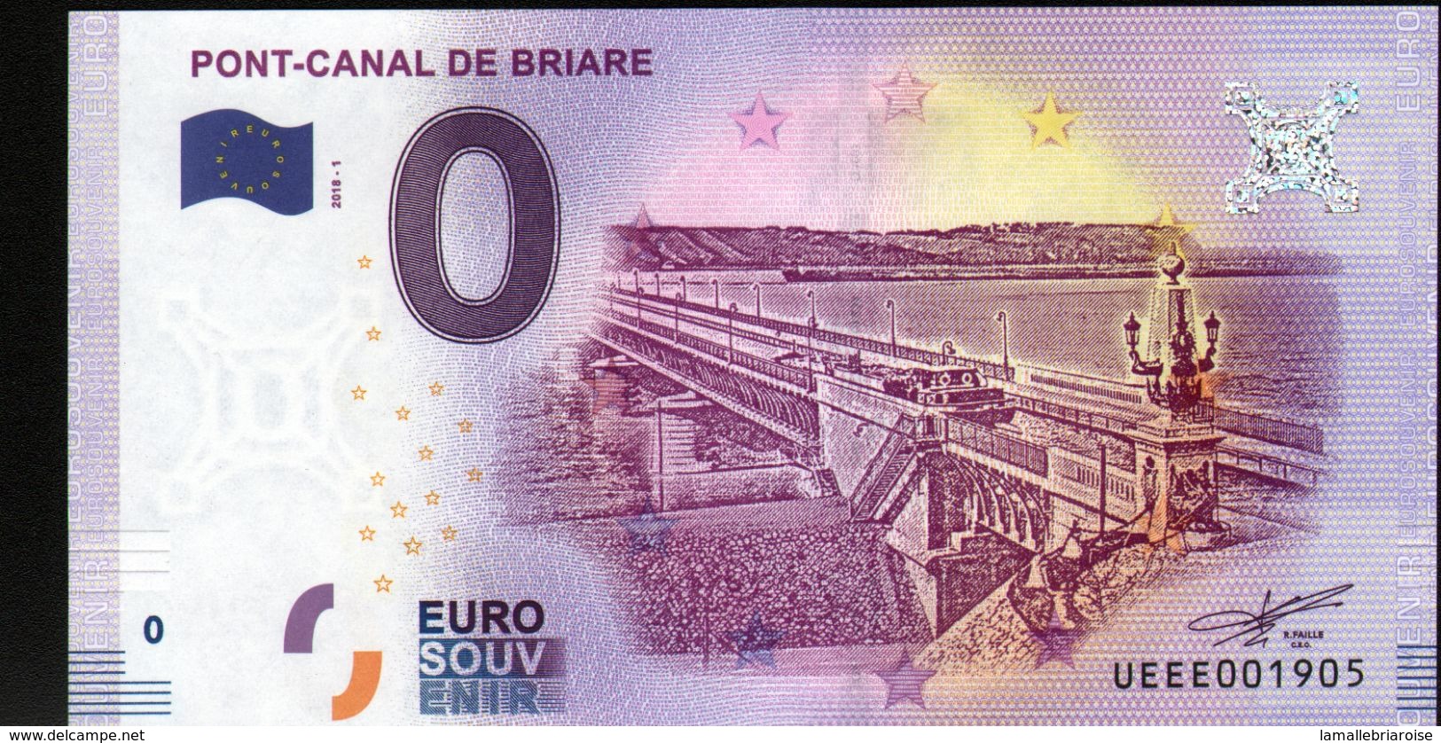 France - Billet Touristique 0 Euro 2018 N° 1905 (UEEE001905/5000) - PONT-CANAL DE BRIARE - Essais Privés / Non-officiels