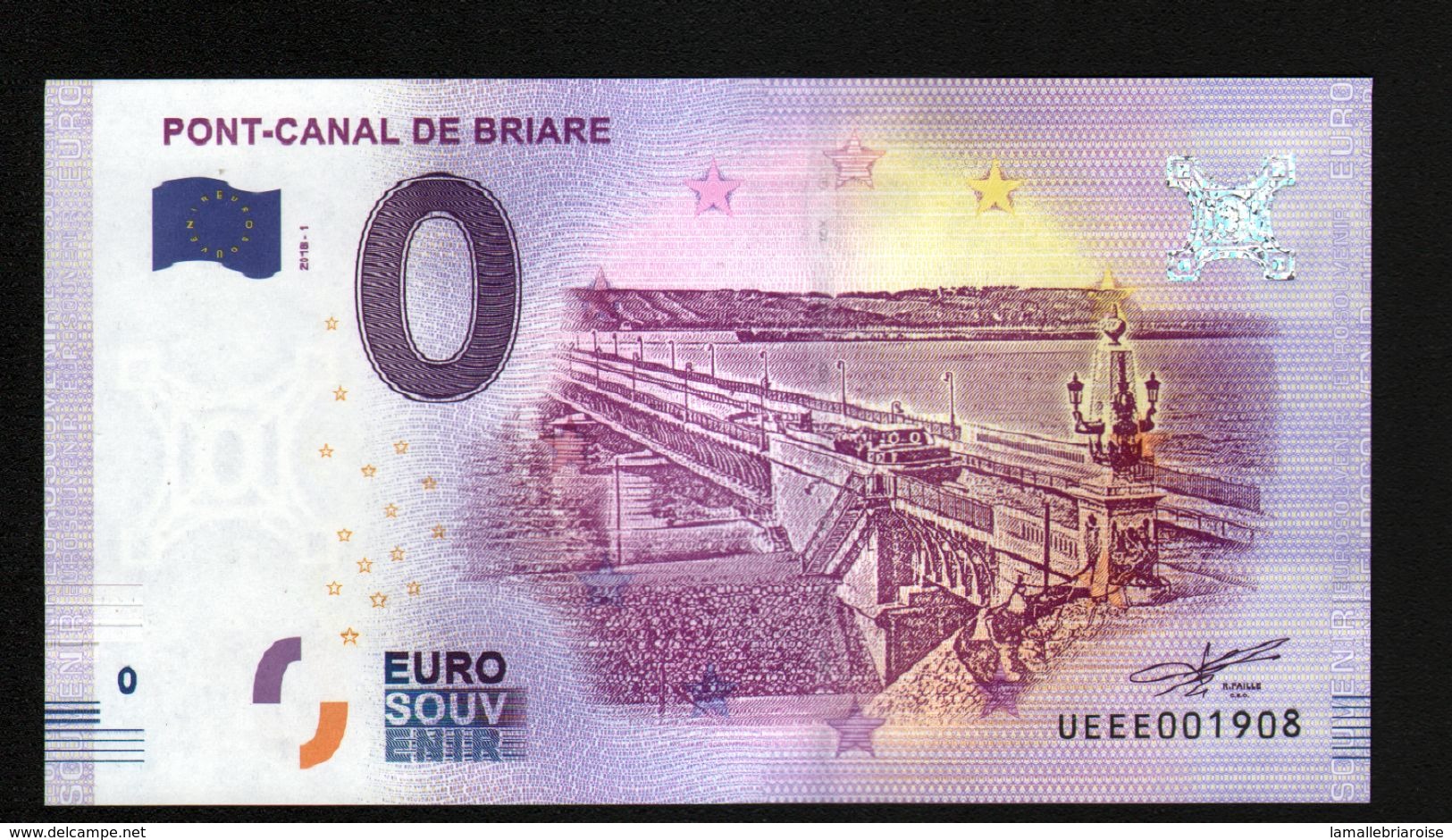 France - Billet Touristique 0 Euro 2018 N° 1908 (UEEE001908/5000) - PONT-CANAL DE BRIARE - Essais Privés / Non-officiels