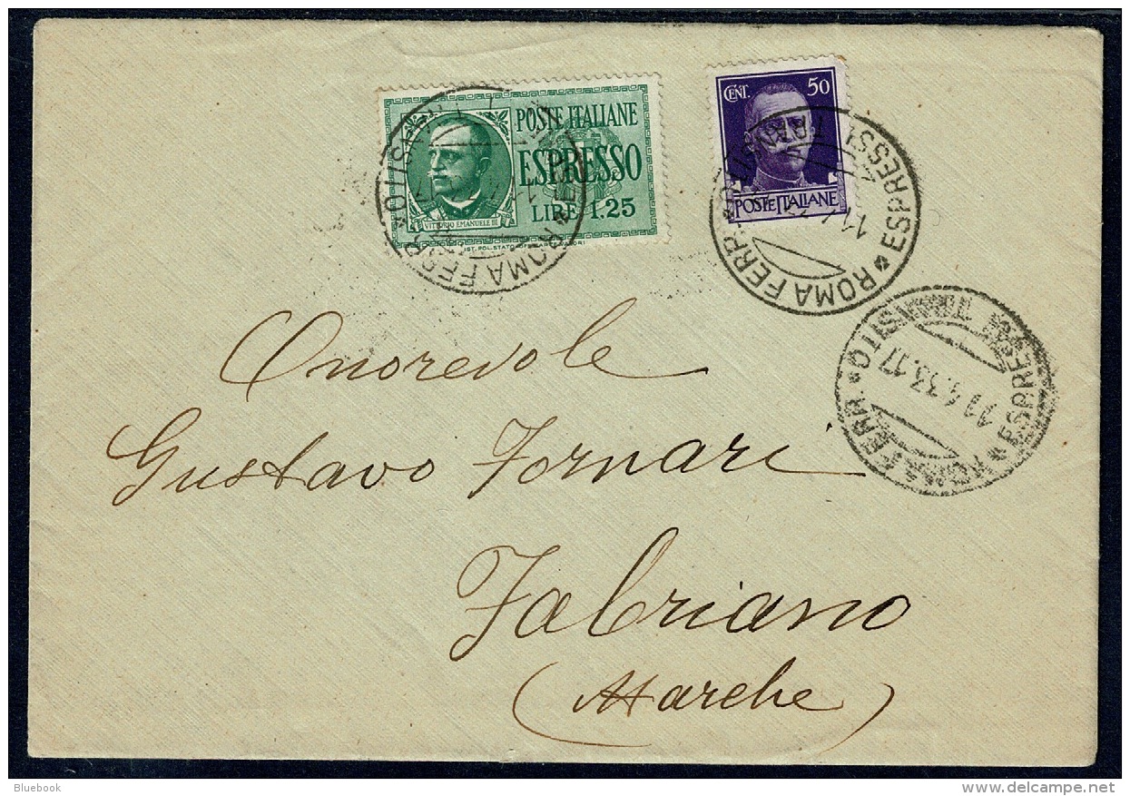 RB 1189 - 1933 Italy Espresso Express Cover - L1.75 Rate Roma To Fabriano Amb Roma-Ancona - Express Mail