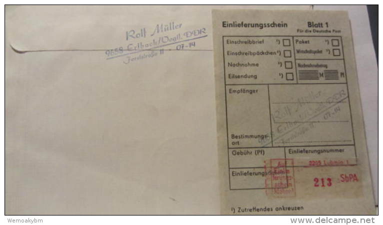 DDR: R-Eil-Fern-Brief Mit 70 Pf Gemälde Flusslandschaft Mit SbPA-R-Zettel 2, 2205 Lubmin 1 (213) Vom 27.6.90  Knr: 2731 - R-Zettel