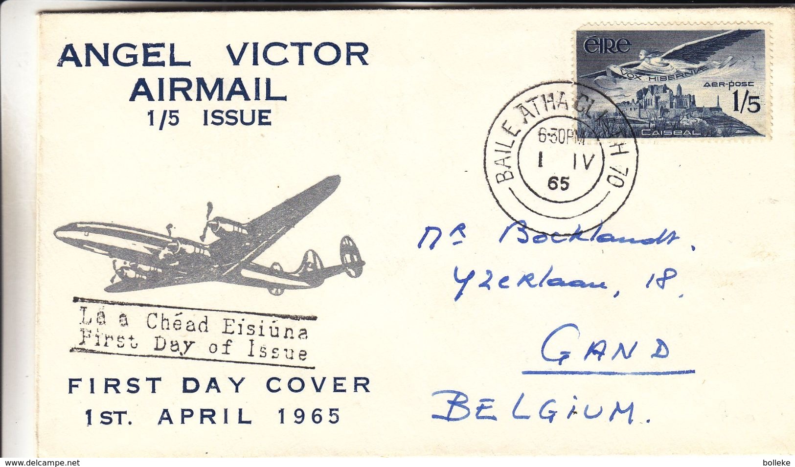 Irlande - Lettre De 1965 - Angel Victor Airmail - Oblit Baile Atha Cliath - Exp Vers Gand - Avions - Airmail