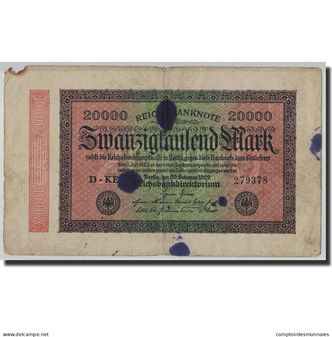 Billet, Allemagne, 20,000 Mark, 1923, 1923-02-20, KM:85a, B - 20000 Mark