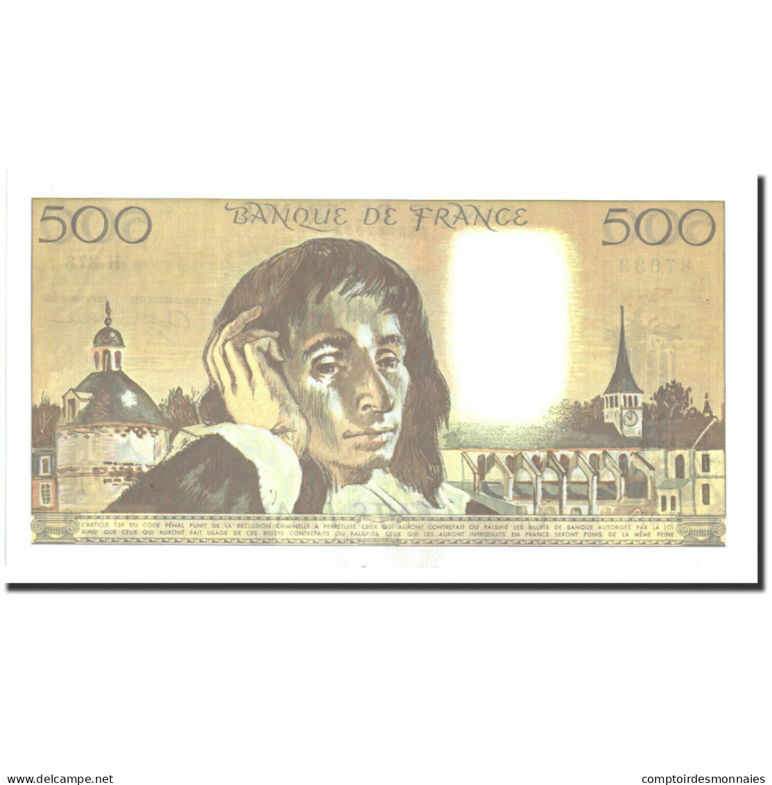 France, 500 Francs, 500 F 1968-1993 ''Pascal'', 1988, 1988-05-05, SPL+, KM:156g - 500 F 1968-1993 ''Pascal''